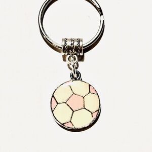 Pink and Cream Soccer Ball Keychain